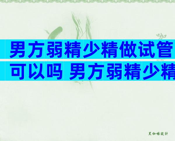 男方弱精少精做试管可以吗 男方弱精少精做试管可以吗